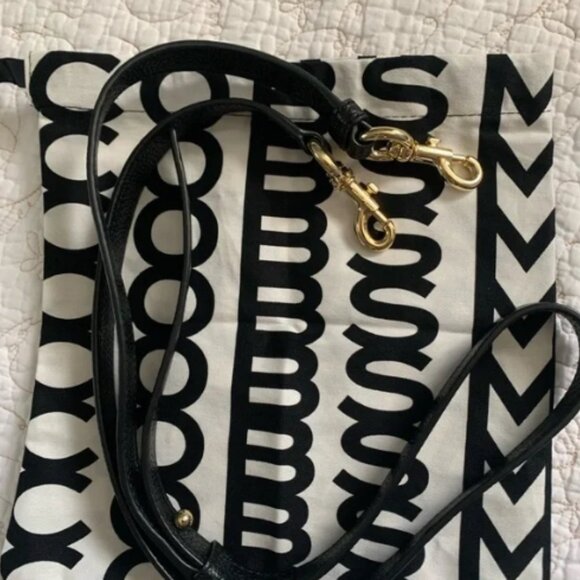 Marc Jacobs Full Grain Leather Tote Handbag Crossbody Strap Black Goldendoodle - Picture 4 of 14